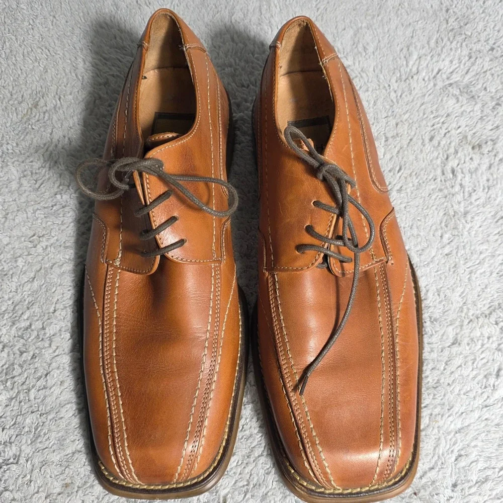 VTG Natha Studio Leather Square Toe Mens‎ Dress Shoes Lace Up Oxfords Romania 12